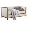 Pemberly Row Twin Daybed with Nailhead Trim and Beige Linen Panels in Light Oak