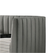 Pemberly Row Twin Daybed with Channel Tufted Tuxedo Arms and Gold Legs in Gray