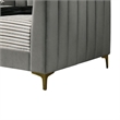 Pemberly Row Twin Daybed with Channel Tufted Tuxedo Arms and Gold Legs in Gray