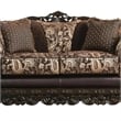 Pemberly Row 2 Pc Sofa & Loveseat Set with Wood Trim & Bun Feet in Brown & Gold