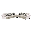 Pemberly Row 2 Pc Sofa & Loveseat Set with 9 Accent Pillows in Ivory Faux Linen