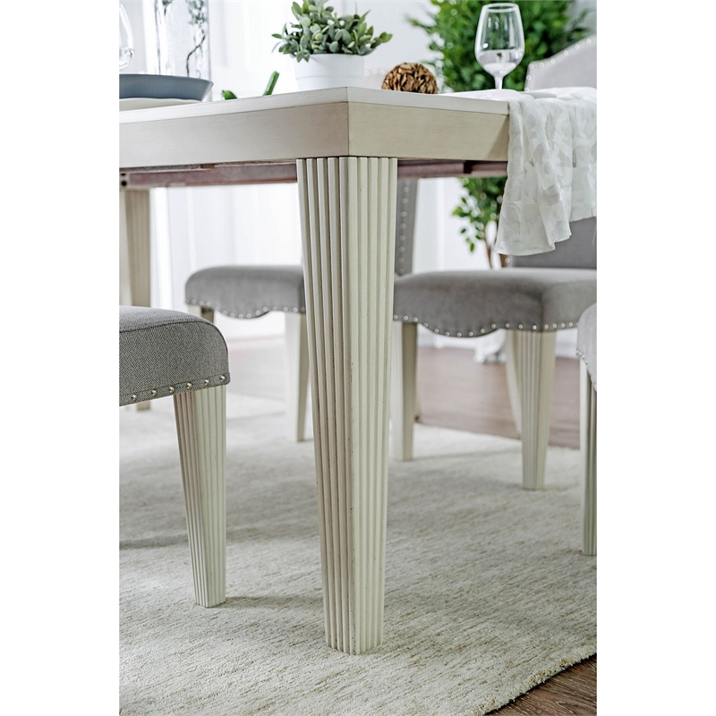 Pemberly Row Acacia Wood Dining Table with Tapered Legs and 18