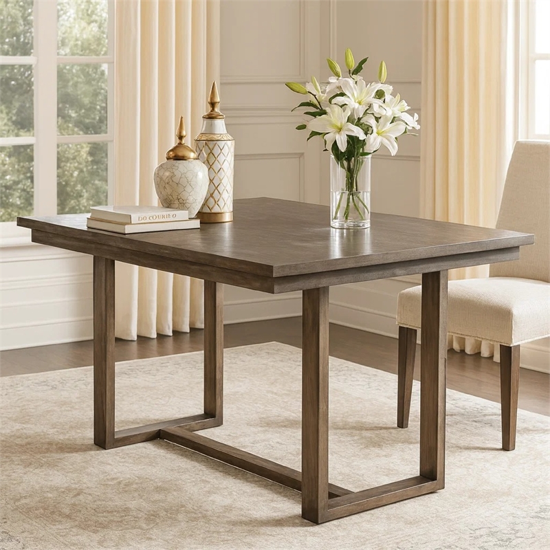 Pemberly Row Rectangular Counter Height Dining Table with Spacious Top in Gray