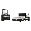 Pemberly Row 4 Pc Full Bedroom Set with Storage Footboard & LED Accents in Black