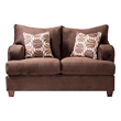 Pemberly Row 2 Pc Sofa and Loveseat Set with 5 Accent Pillows in Chocolate Brown