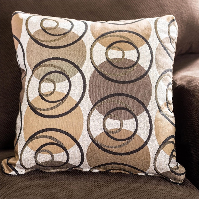 Pemberly Row 2 Pc Sofa and Loveseat Set with 5 Accent Pillows in Chocolate Brown