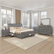 Pemberly Row 4Pc Queen Bedroom Set w/ Sleigh Headboard & USB Nightstand in Gray