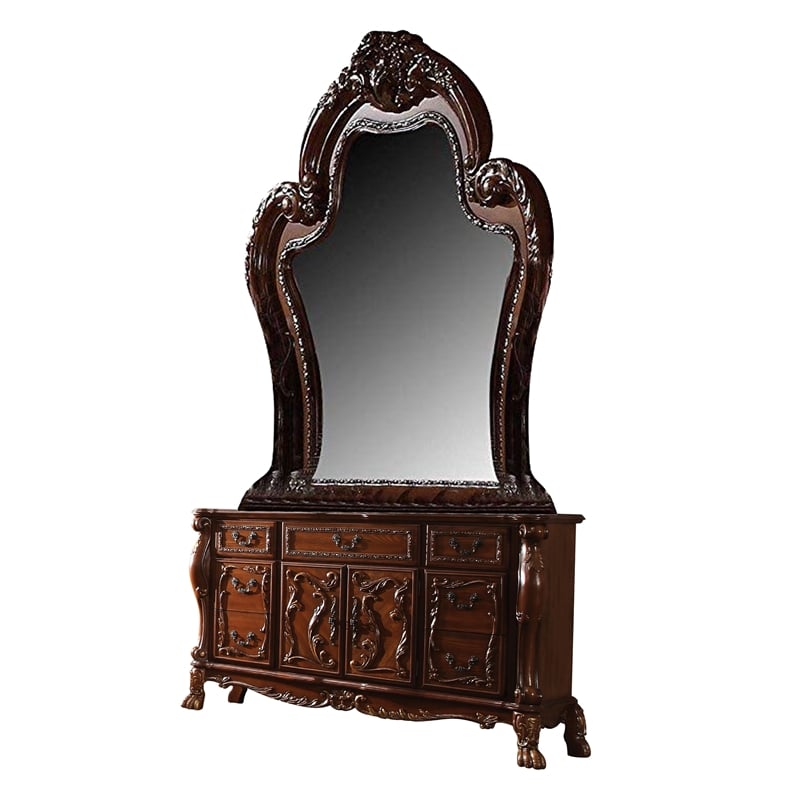 Pemberly Row 4Pc Queen Bedroom Set with Scrolled Headboard & Claw Feet in Oak