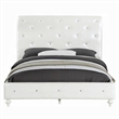 Pemberly Row Full Sleigh Bed w/ Crystal Button Tufting & Floral Bun Feet - Ivory