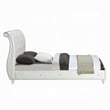 Pemberly Row Full Sleigh Bed w/ Crystal Button Tufting & Floral Bun Feet - Ivory