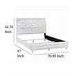 Pemberly Row Full Sleigh Bed w/ Crystal Button Tufting & Floral Bun Feet - Ivory