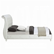 Pemberly Row Twin Sleigh Bed w/ Crystal Button Tufting & Floral Bun Feet - Ivory