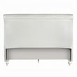 Pemberly Row Twin Sleigh Bed w/ Crystal Button Tufting & Floral Bun Feet - Ivory