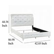 Pemberly Row Twin Sleigh Bed w/ Crystal Button Tufting & Floral Bun Feet - Ivory