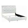 Pemberly Row Twin Sleigh Bed w/ Crystal Button Tufting & Floral Bun Feet - Ivory