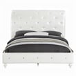 Pemberly Row Twin Sleigh Bed w/ Crystal Button Tufting & Floral Bun Feet - Ivory