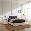 Pemberly Row 3 Piece Full Bedroom Set with LED Tufted Headboard in Glossy White