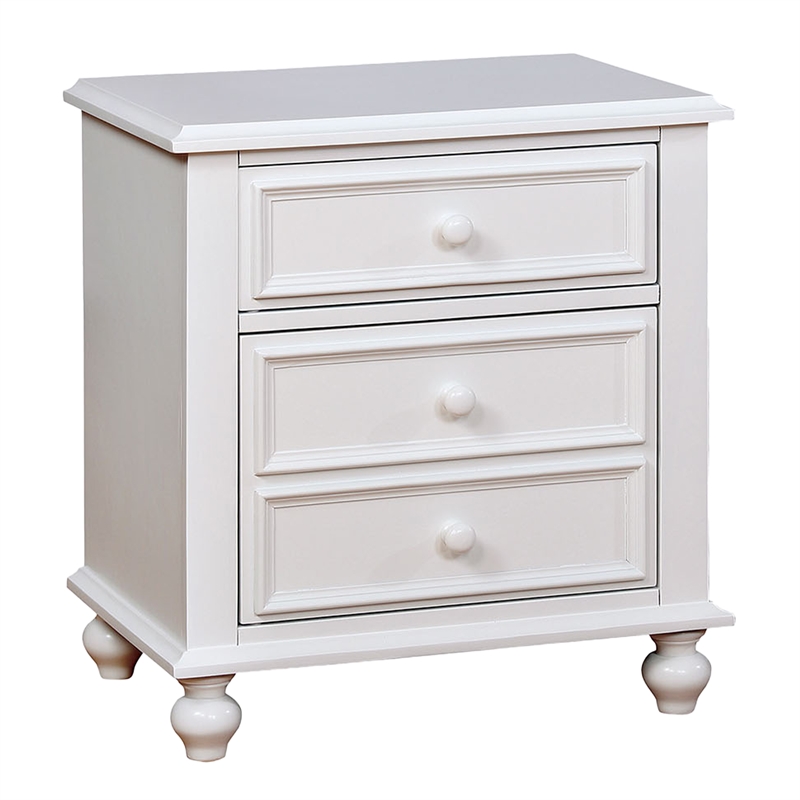 Pemberly Row 3 Piece Full Kids Bedroom Set with Tufted Curved Headboard in White
