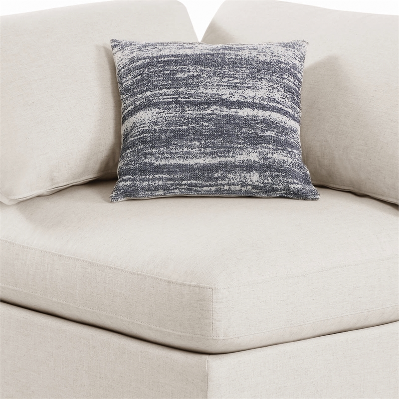 Pemberly Row Upholstered Corner Chair w/ Loose Cushion Seat & Small Feet - Beige
