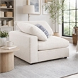 Pemberly Row Upholstered Corner Chair w/ Loose Cushion Seat & Small Feet - Beige