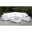 Pemberly Row Aluminum Wicker Corner Chair with Padded Cushion & Angled Feet