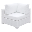Pemberly Row Aluminum Wicker Corner Chair with Padded Cushion & Angled Feet