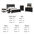 Pemberly Row 5 Pc Queen Bedroom Set with USB Nightstand in Black and Oak Brown