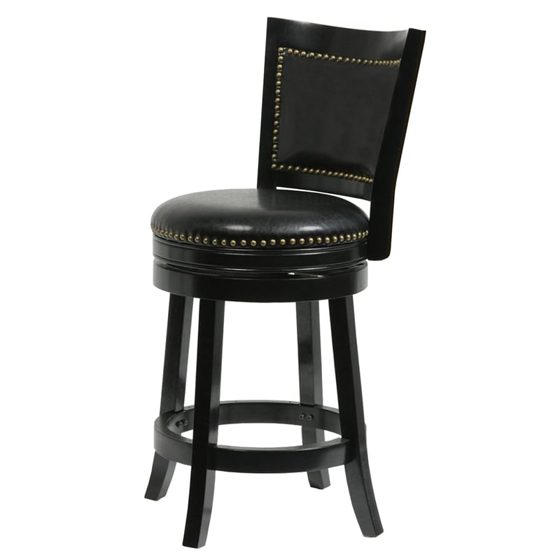 Pemberly Row Leatherette Counter Stool with Seat Nailhead Trim & Flared Legs