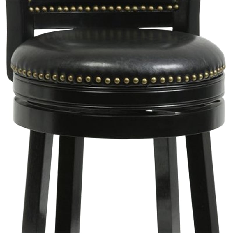 Pemberly Row Leatherette Counter Stool with Seat Nailhead Trim & Flared Legs