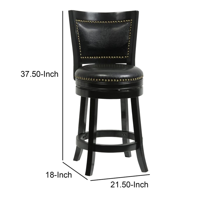 Pemberly Row Leatherette Counter Stool with Seat Nailhead Trim & Flared Legs