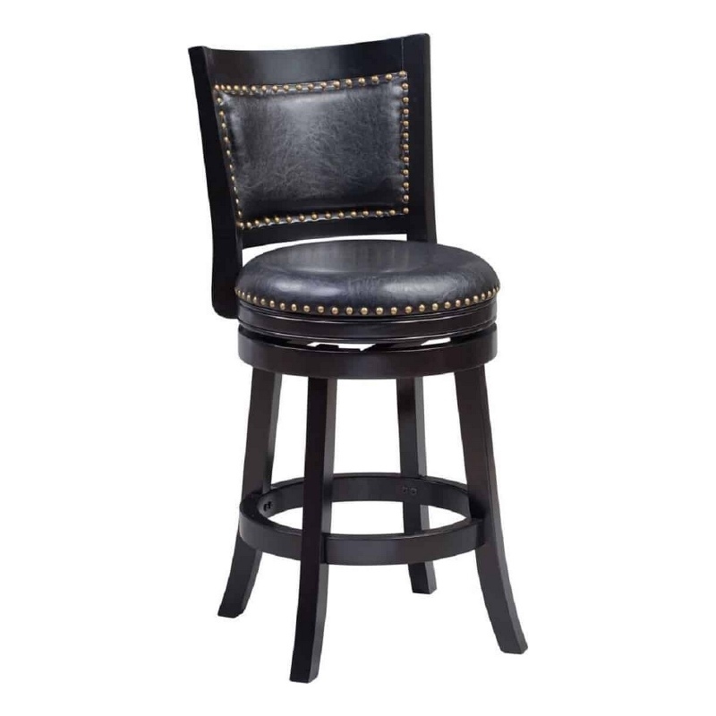 Pemberly Row Leatherette Counter Stool with Seat Nailhead Trim & Flared Legs