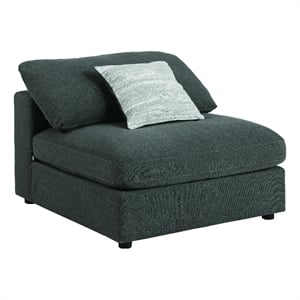 Pemberly Row Fabric Upholstered Armless Chair w/ Loose Cushion Seat in Dark Gray