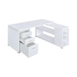 Pemberly Row L Shaped Office Desk with File Cabinet & Reversible Return in White