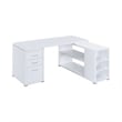 Pemberly Row L Shaped Office Desk with File Cabinet & Reversible Return in White