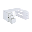Pemberly Row L Shaped Office Desk with File Cabinet & Reversible Return in White