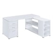 Pemberly Row L Shaped Office Desk with File Cabinet & Reversible Return in White