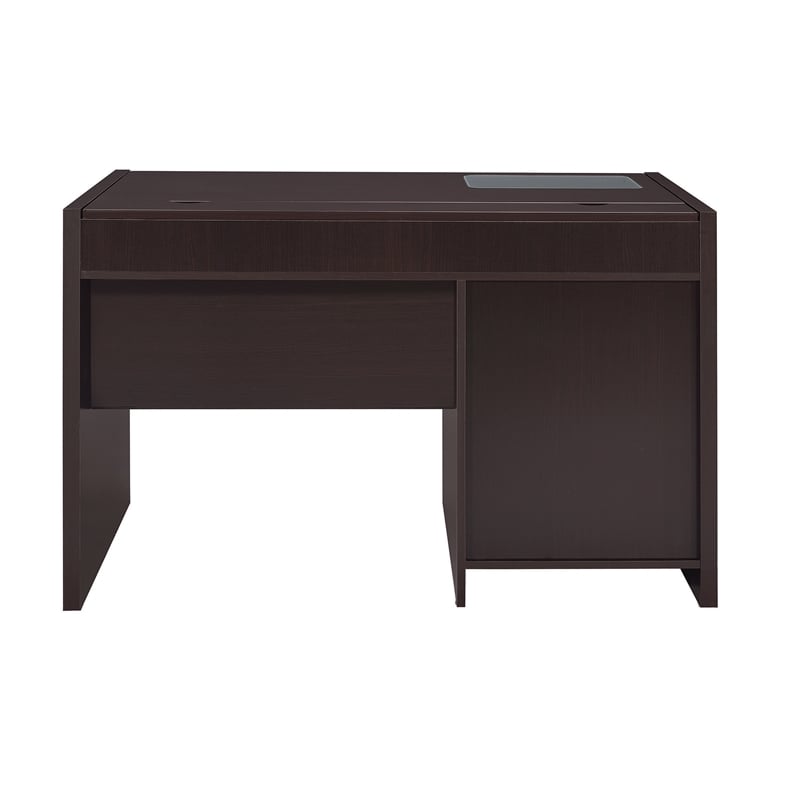 Pemberly Row Computer Desk w/ Power Storage & Keyboard Tray in Cappuccino Brown