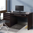 Pemberly Row Computer Desk w/ Power Storage & Keyboard Tray in Cappuccino Brown