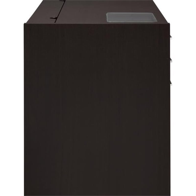 Pemberly Row Computer Desk w/ Power Storage & Keyboard Tray in Cappuccino Brown