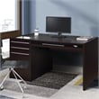 Pemberly Row Computer Desk w/ Power Storage & Keyboard Tray in Cappuccino Brown
