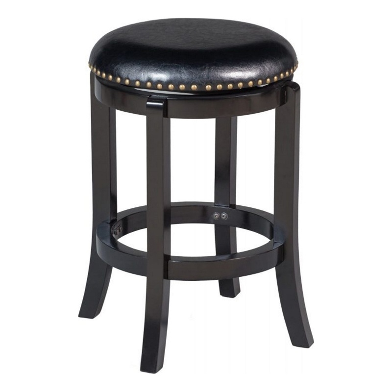 Pemberly Row Leatherette Swivel Counter Stool with Nailhead Trim & Flared Legs