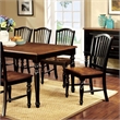 Pemberly Row Cottage Style Dining Table with Carved Legs in Black & Antiqued Oak