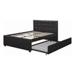 Pemberly Row Full Bed with Trundle & 2 Storage Drawers in Espresso Faux Leather