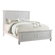 Pemberly Row Eastern King Bed with Mission Style Frame and Accent Lines in White