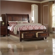 Pemberly Row Queen Sleigh Bed with Storage Drawers & Rolled Headboard in Cherry