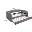 Pemberly Row Channel Tufted Daybed with Pull Out Trundle & Wooden Slats in Gray