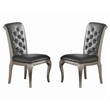 Pemberly Row Set of 2 Rubberwood Dining Chairs with Tufted Back in Gray & Silver
