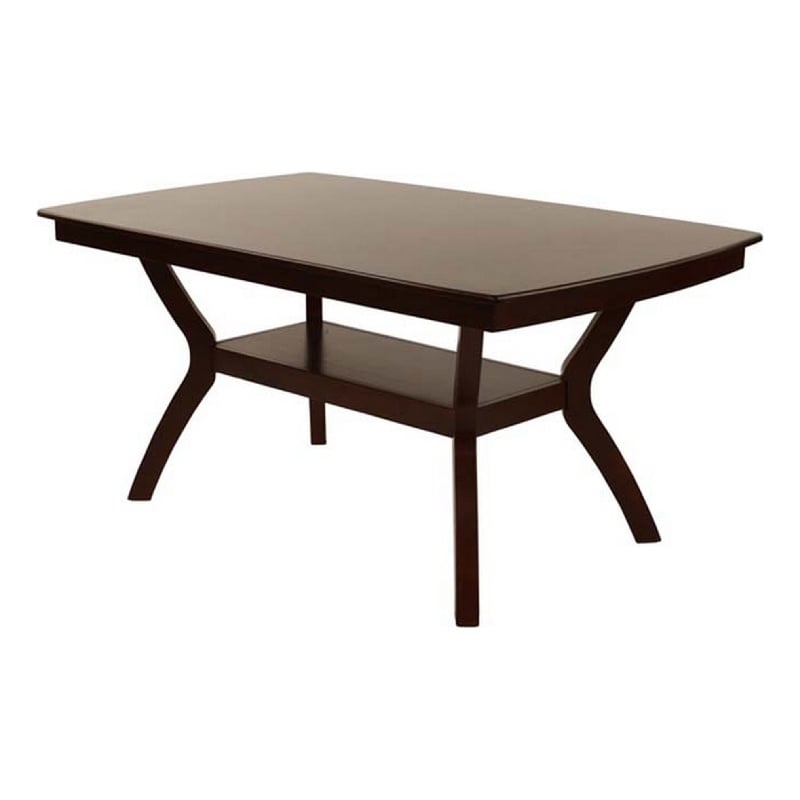 Pemberly Row Style Dining Table with Open Shelf & Tapered Legs in Espresso