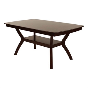 Pemberly Row Style Dining Table with Open Shelf & Tapered Legs in Espresso