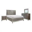 Pemberly Row 4Pc Queen Bedroom Set with LED Headboard & Mirror Trim in Silver